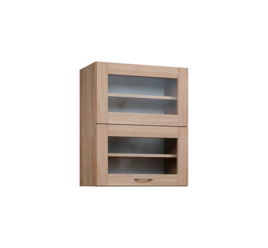 CHVVP - 6S horní skříňka, 2 výklopy, prosklená, 730x600x300, dub bardolino